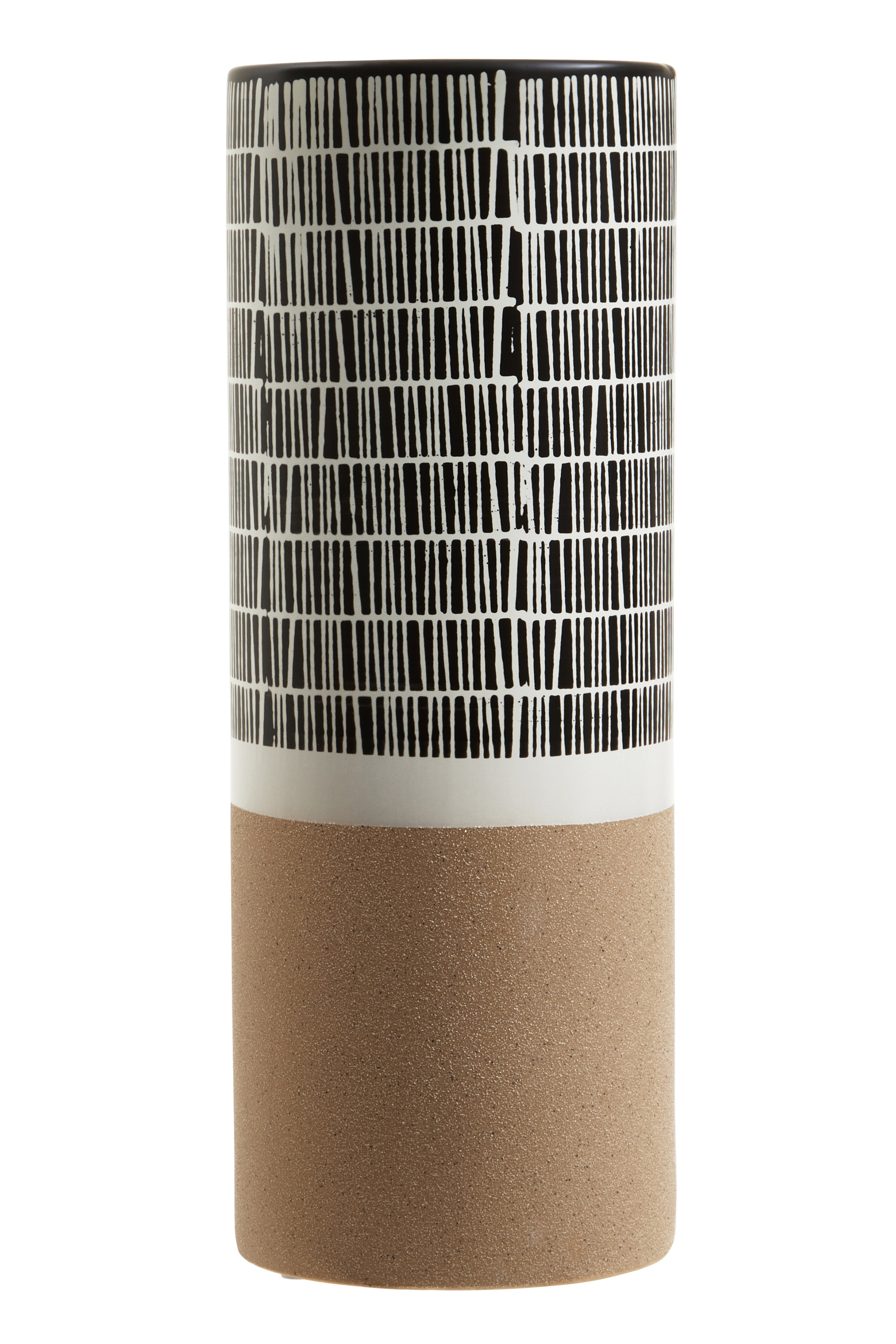 Carlo Natural Black & White Striped Vase | Large